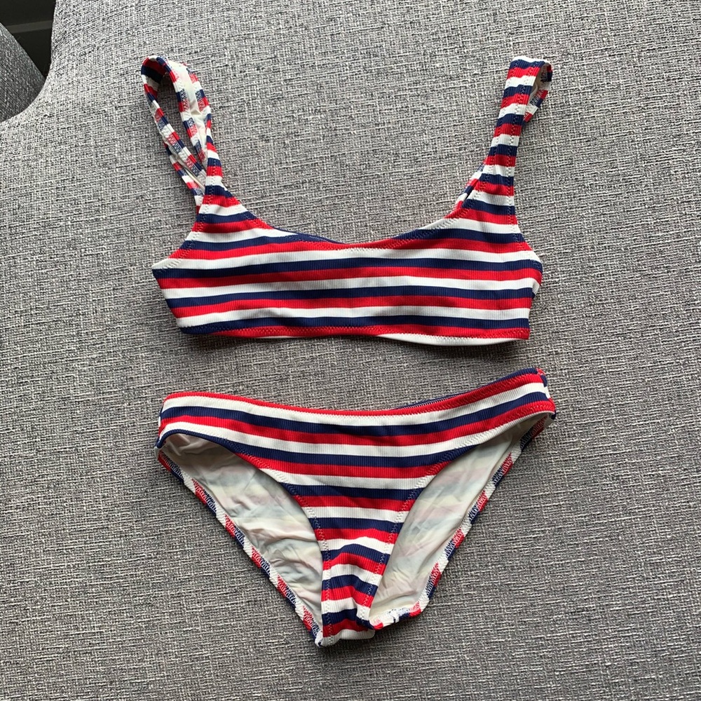 Solid and stripped bikini set